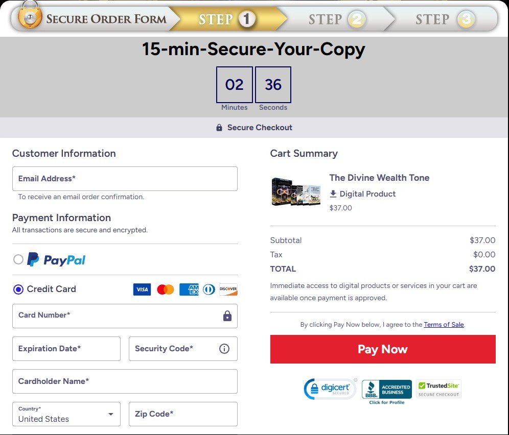 The Divine Wealth Tone Checkout Page